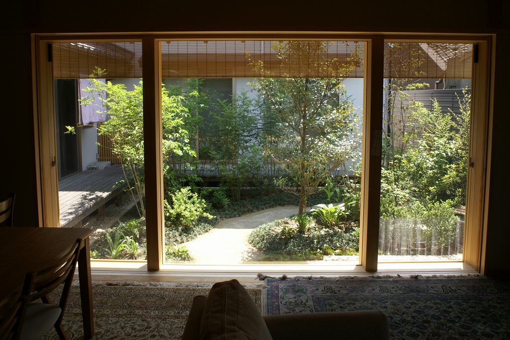 年中緑に囲まれた癒しの坪庭